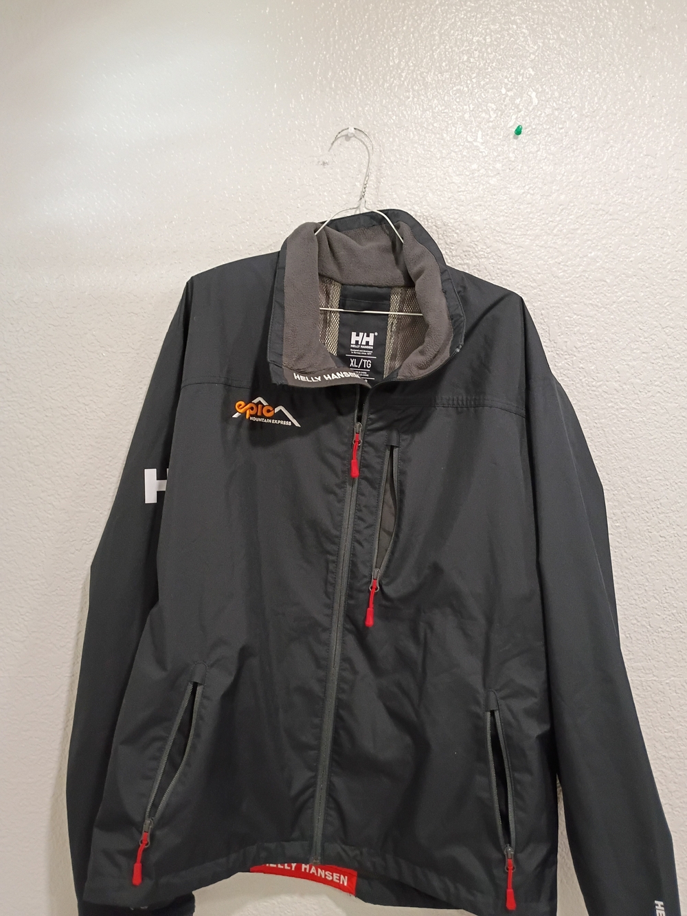 Helly Hansen Men’s Black Waterproof Jacket with Red Accents
